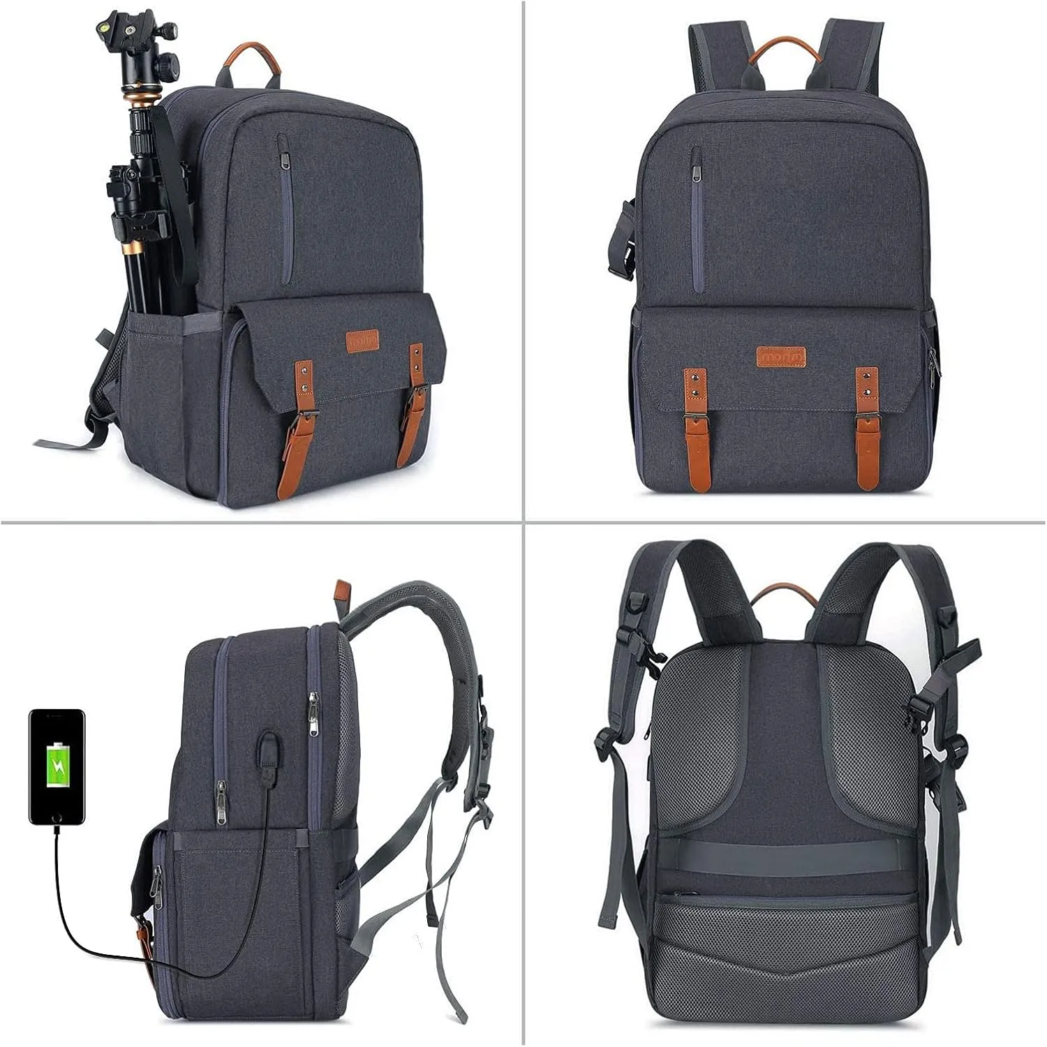 MOSISO Camera Backpack 17.3 inch, DSLR/SLR/Mirrorless Case with Laptop Compartment&Built-in Photography Insert Bag&USB-charging Port&Rain Cover Compatible with Canon/Nikon/Sony/Laptop, Space Gray