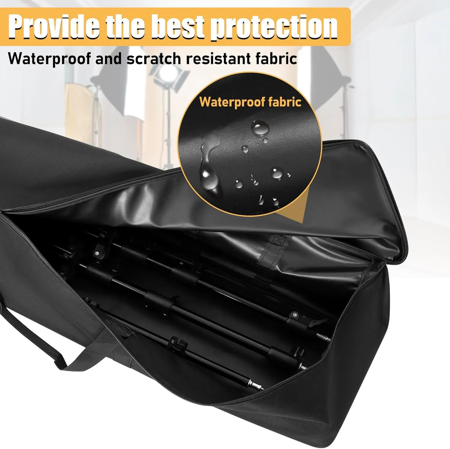Multifunctional Tripod Bag 45 X 10 X 10 Inches / 114 X 25 X 25 cm Heavy Duty Tripod Carrying Case with Handle for Lights, Speakers, Cameras, Booms, Microphone Stands, Black