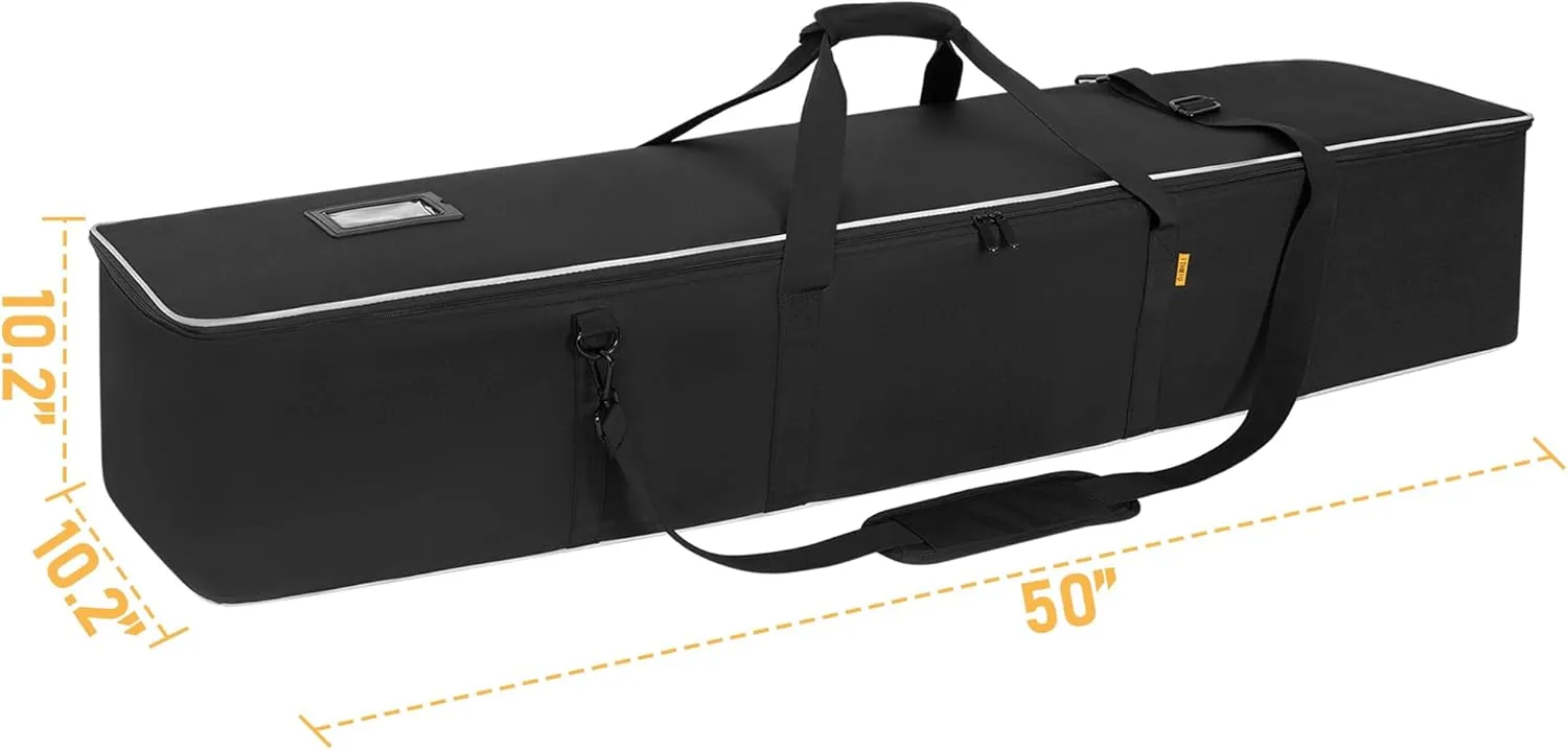 Multifunctional Tripod Bag 50 X 10 X 10 Inches / 127 X 25.5 X 25.5 cm Heavy Duty Tripod Carrying Case with Handle for Lights, Speakers, Cameras, Booms, Microphone Stands, Black