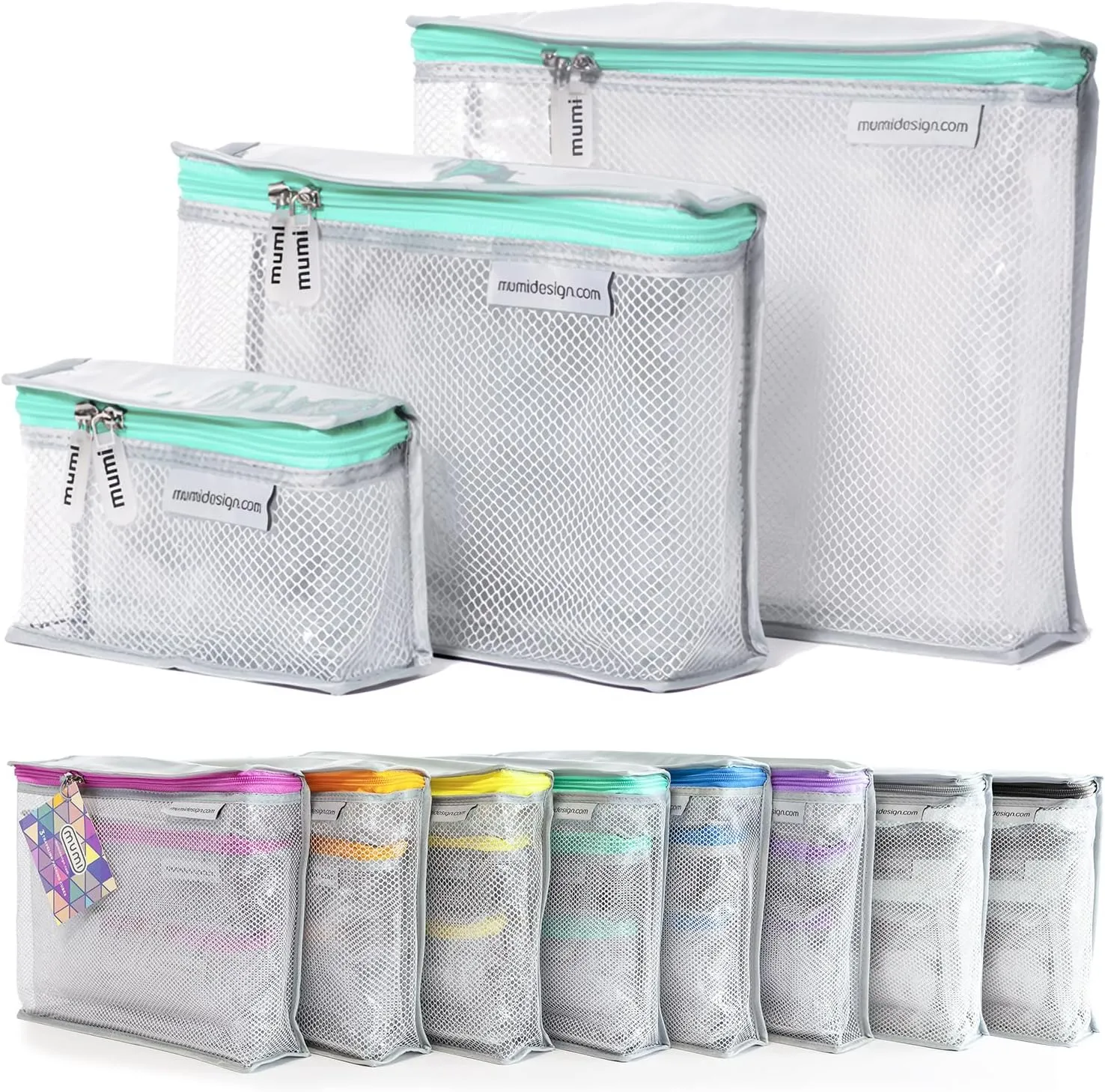 MUMI Travel Toiletry Bag Set of 3 – Water-Resistant Toiletry Bags for Women & Men – Clear Bags for Toiletries, Skincare, Makeup & Travel Essentials – Lightweight, Durable & Portable Organizer
