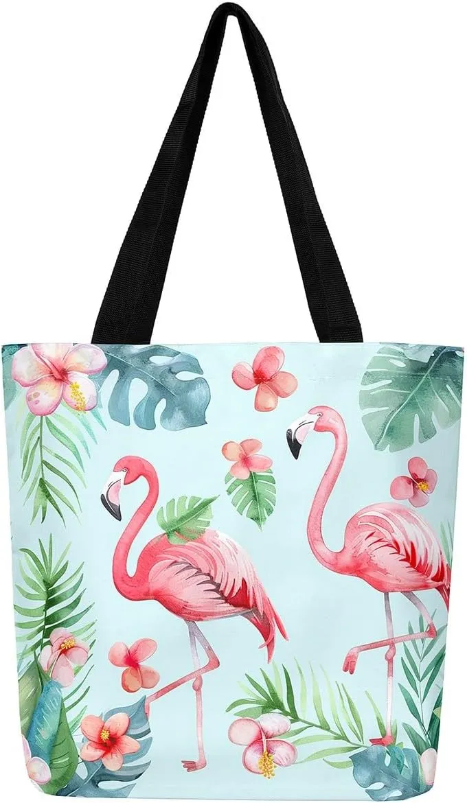 Mushroom Canvas Tote Bag for Women,Botanical Reusable Grocery Shoulder Bag Plant Leaves Travel Toiletry Bag