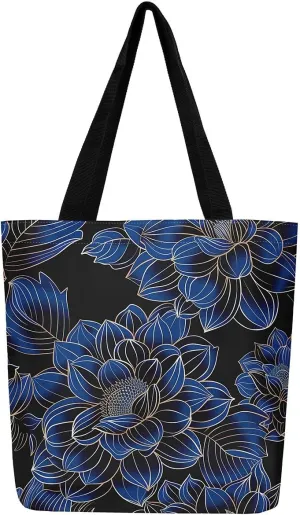 Mushroom Canvas Tote Bag for Women,Botanical Reusable Grocery Shoulder Bag Plant Leaves Travel Toiletry Bag