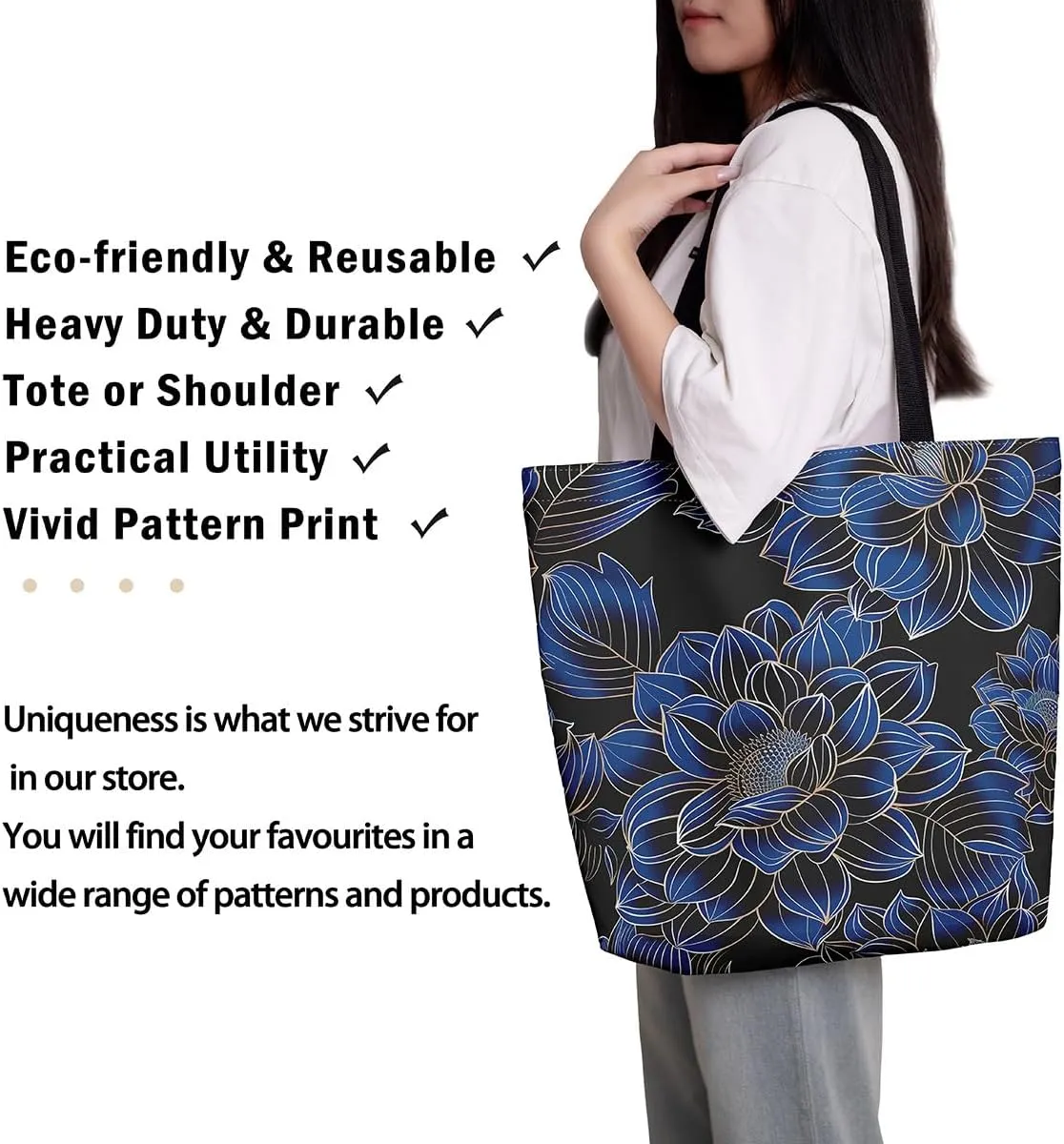 Mushroom Canvas Tote Bag for Women,Botanical Reusable Grocery Shoulder Bag Plant Leaves Travel Toiletry Bag