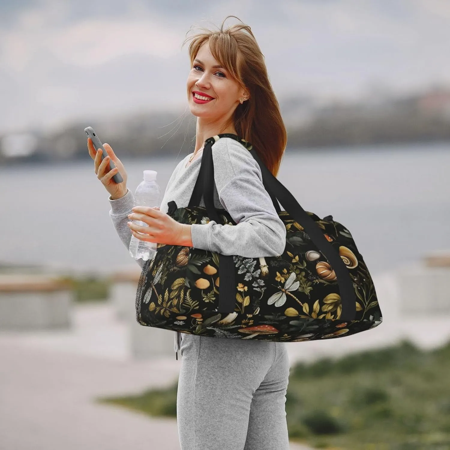 Mushroom Insect Plant Duffle Bag Foldable Travel Tote Bag Carry On Large Weekender Overnight Bags Waterproof Gym Bag For Women Men
