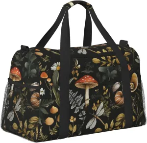 Mushroom Insect Plant Duffle Bag Foldable Travel Tote Bag Carry On Large Weekender Overnight Bags Waterproof Gym Bag For Women Men