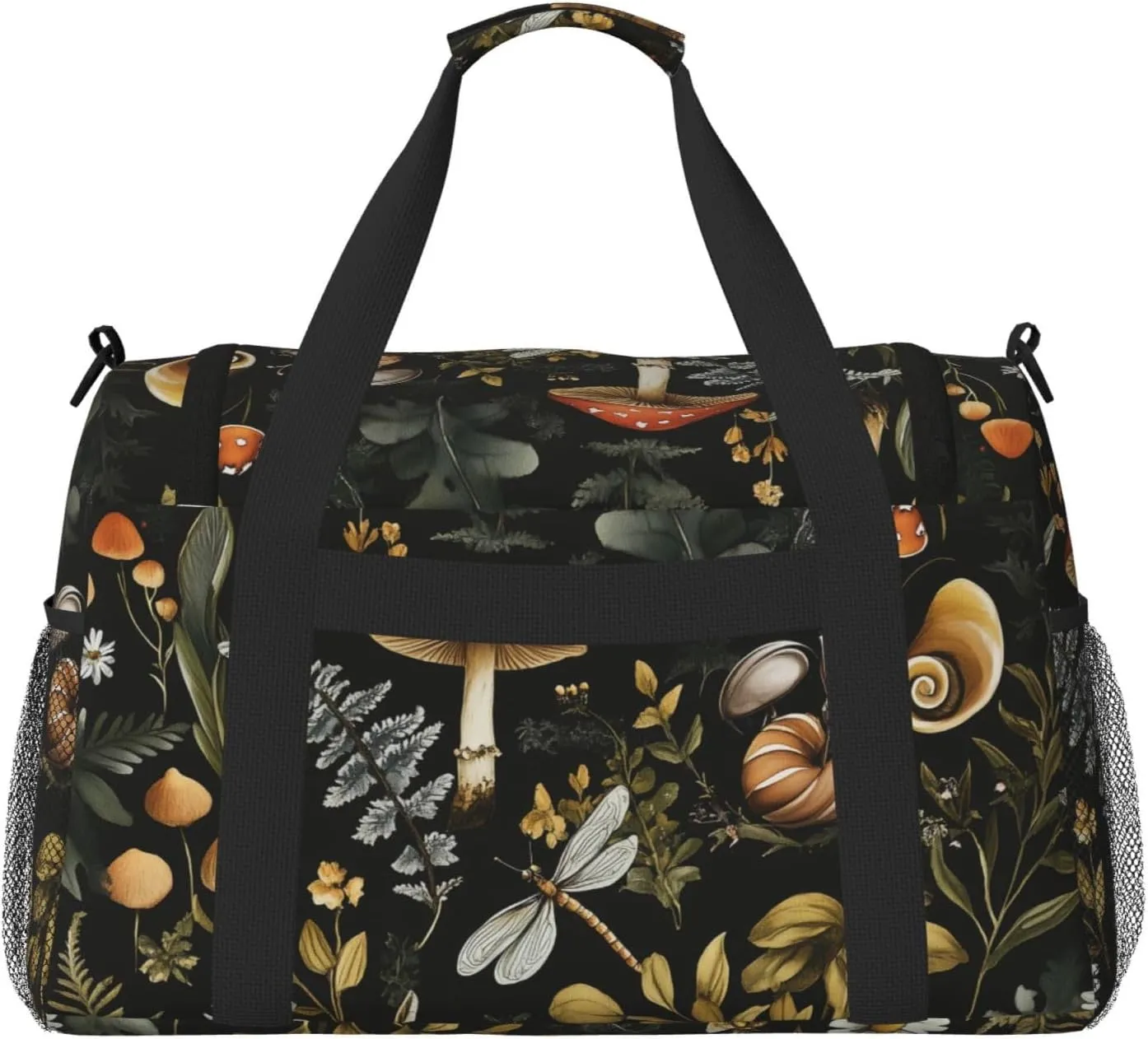 Mushroom Insect Plant Duffle Bag Foldable Travel Tote Bag Carry On Large Weekender Overnight Bags Waterproof Gym Bag For Women Men