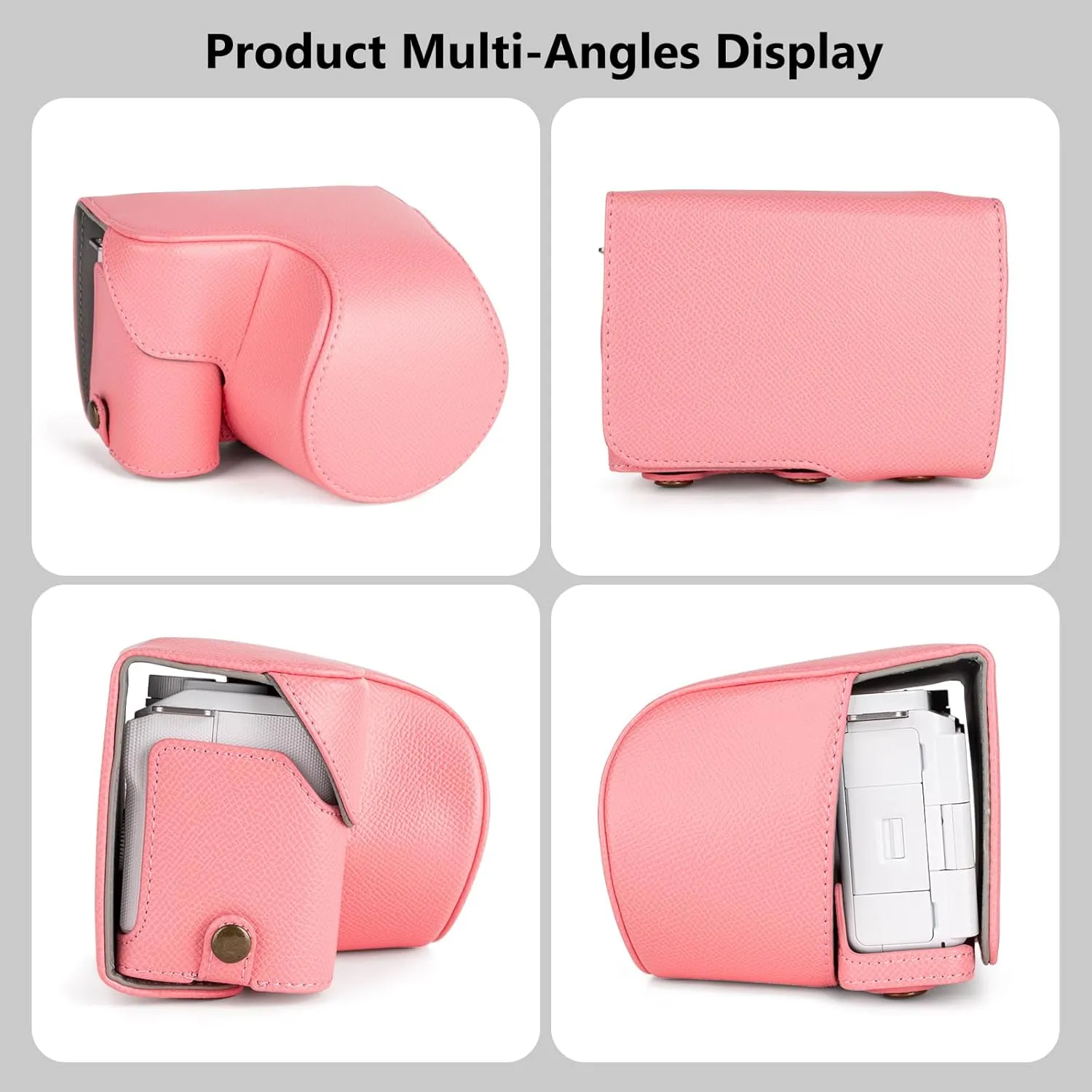 MUZIRI KINOKOO Camera Case for Sony ZV-E10 II, PU Leather Protective Case for Sony Alpha ZV-E10 II/ZVE10 II Camera with 16-50mm Lens - Removable Case with Shoulder Strap & Storage Pocket - Pink