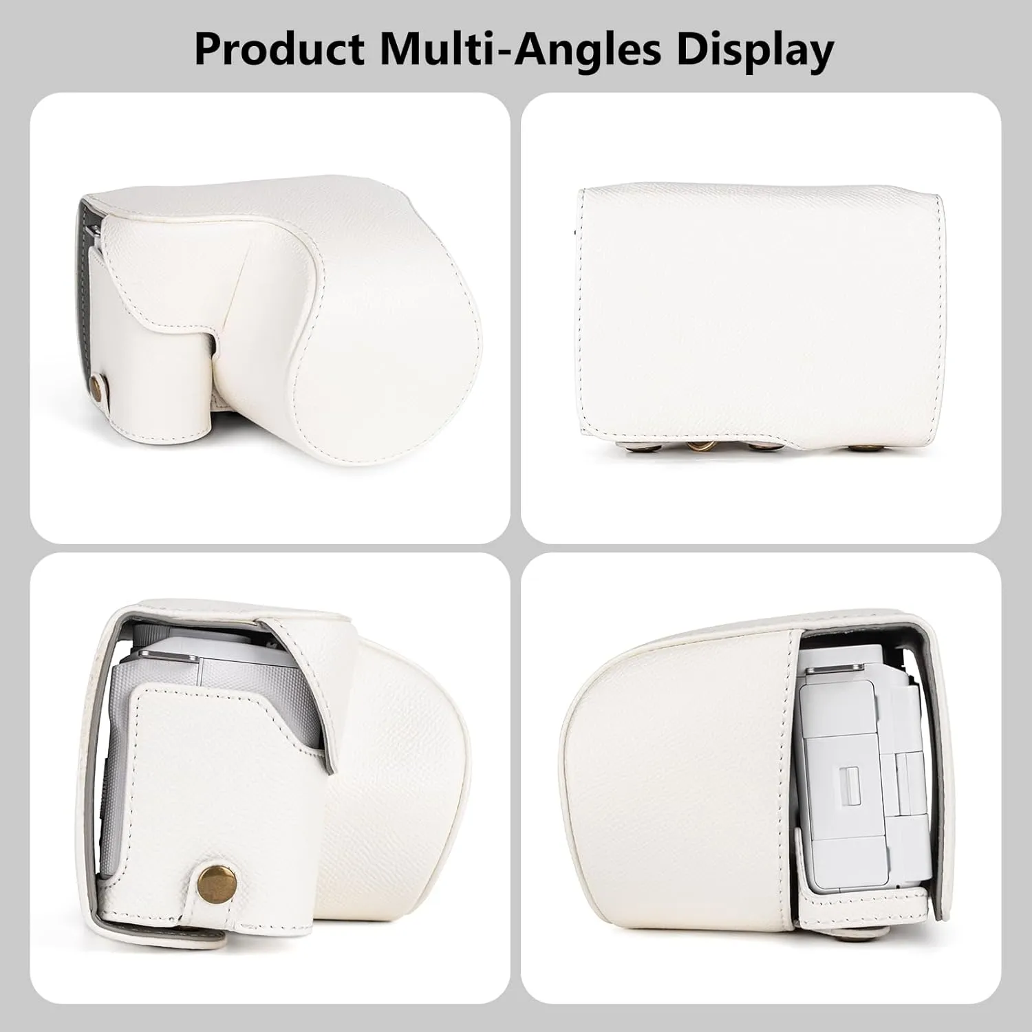 MUZIRI KINOKOO Camera Case for Sony ZV-E10 II, PU Leather Protective Case for Sony Alpha ZV-E10 II/ZVE10 II Camera with 16-50mm Lens - Removable Case with Shoulder Strap & Storage Pocket - White