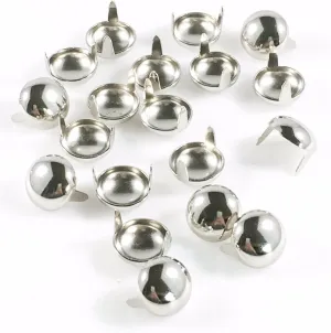 Nailheads Spots Studs 2 Prong 13MM (1/2") Round; Steel with Nickel Finish; 100 Pcs