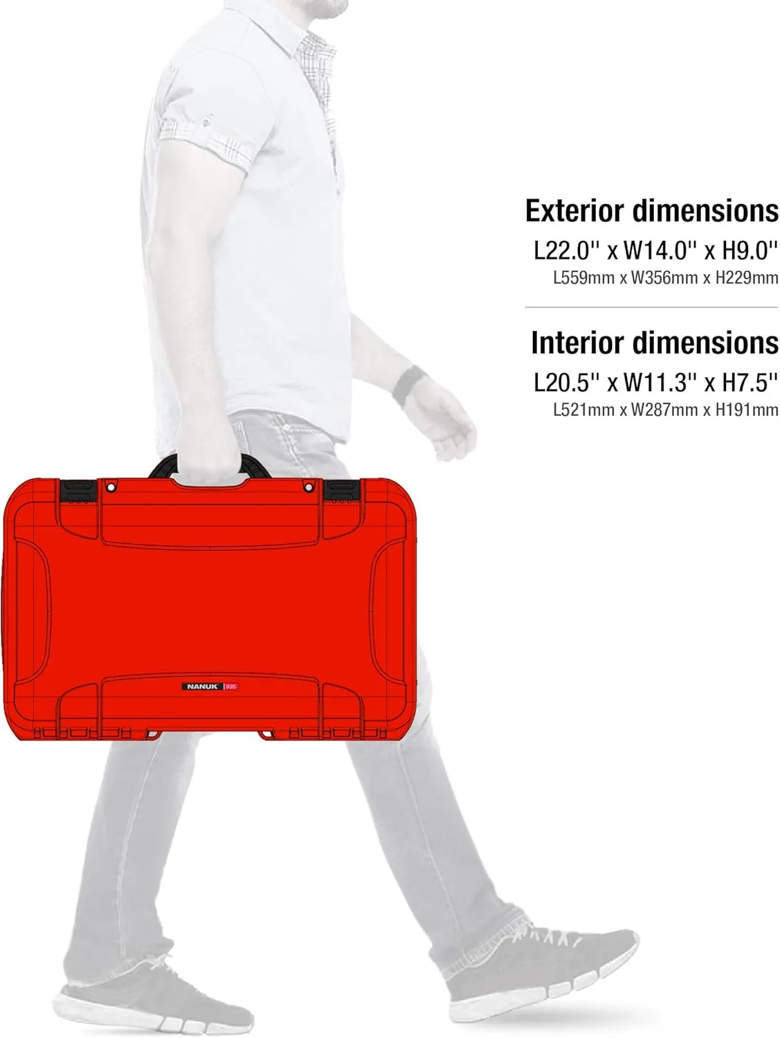 NANUK Wheeled Series 935 Lightweight NK-7 Resin Waterproof Protective Case for DSLR Camera, 3 Lenses, Flash, Red