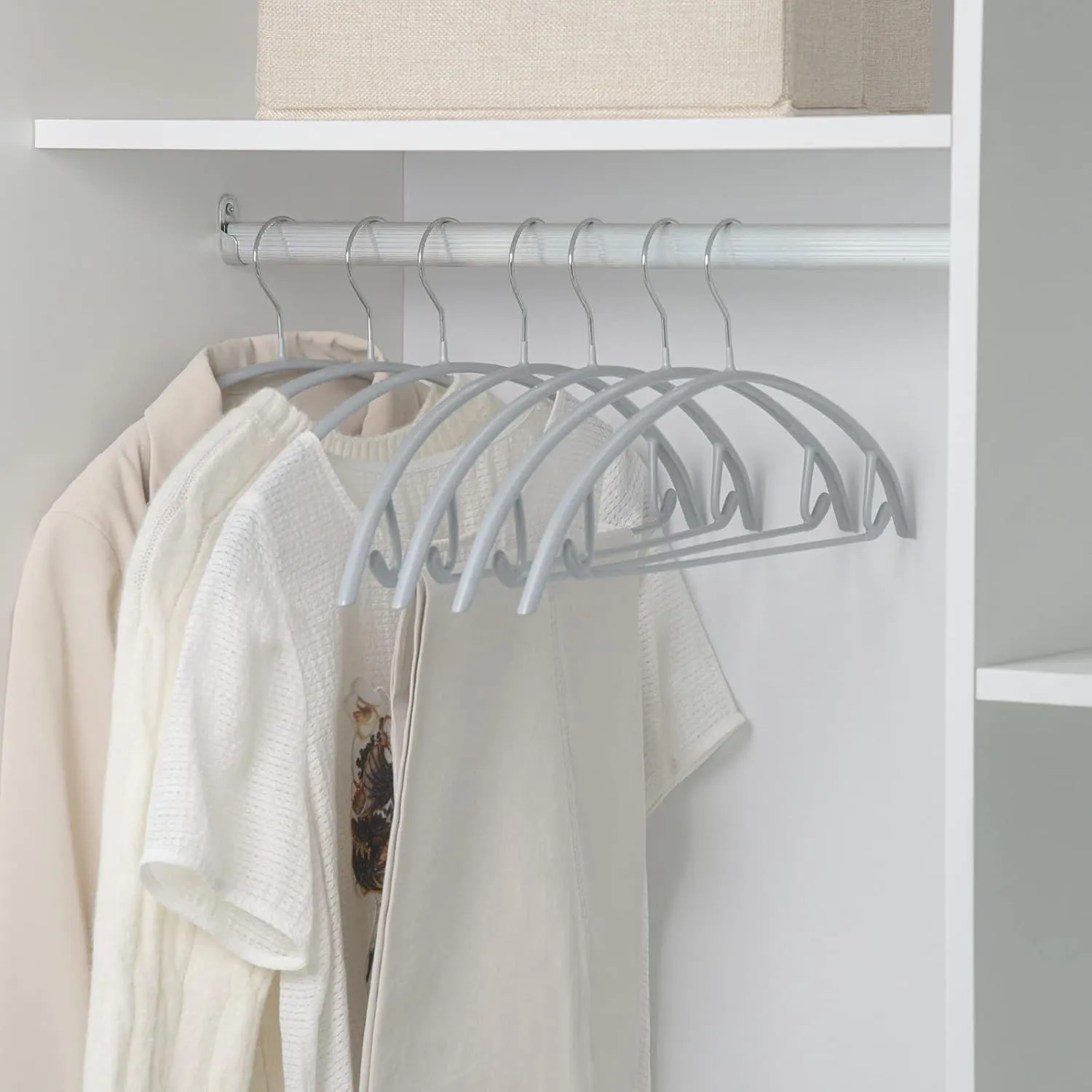 Nature Smile Non Slip PVC Coating Sweater Hangers,Dress Suit Coat Hangers,Shoulder Bump Free Golf T Shirts Clothes Hangers (Silvery Grey Color 20 Pack)
