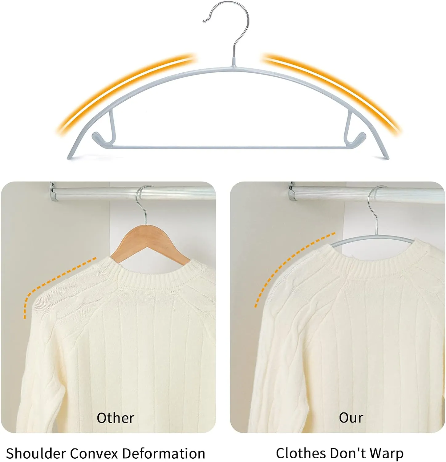 Nature Smile Non Slip PVC Coating Sweater Hangers,Dress Suit Coat Hangers,Shoulder Bump Free Golf T Shirts Clothes Hangers (Silvery Grey Color 20 Pack)
