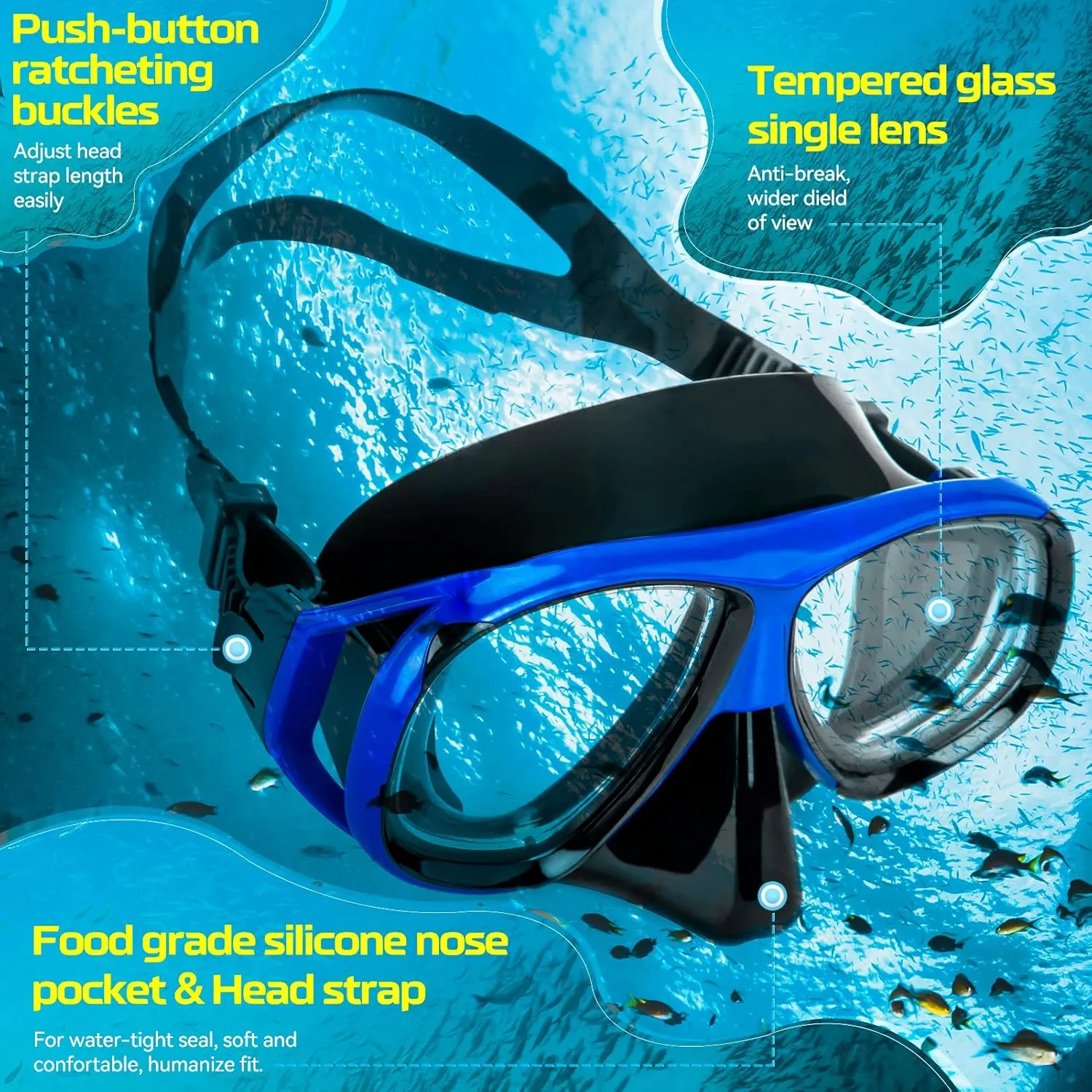 Nearsighted Snorkel Gear, Nearsighted Dry Snorkel Set for Adult Youth, Shortsighted Anti Fog Diving Mask & Dry Top Snorkel with Detachable Camera Mount for Scuba Diving, Snorkeling, Freediving