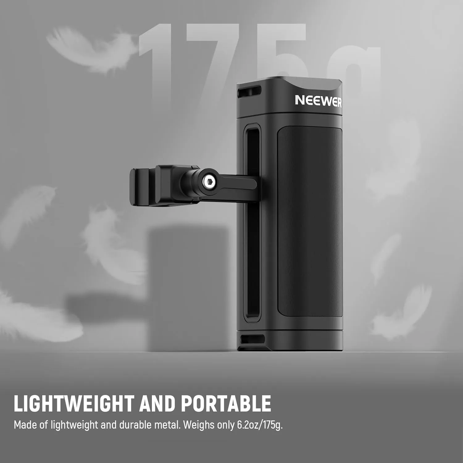 NEEWER Lightweight NATO Side Handle Handgrip Aluminum with Universal NATO Clamp Up & Down Adjustable, 1/4" Threads, Cold Shoe, Camera Cage Handle Compatible with SmallRig NEEWER Cage Rig, CA023H