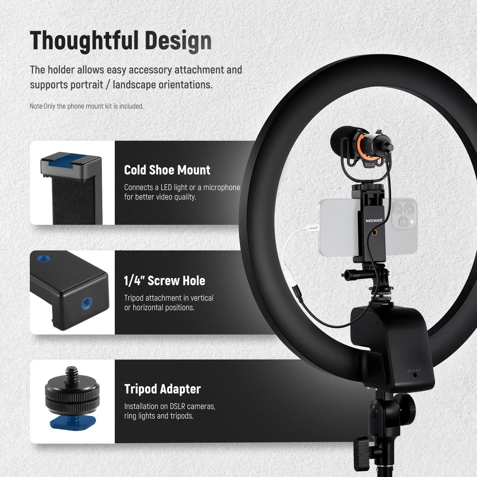NEEWER Phone Holder / Hot Shoe Mount Adapter Kit