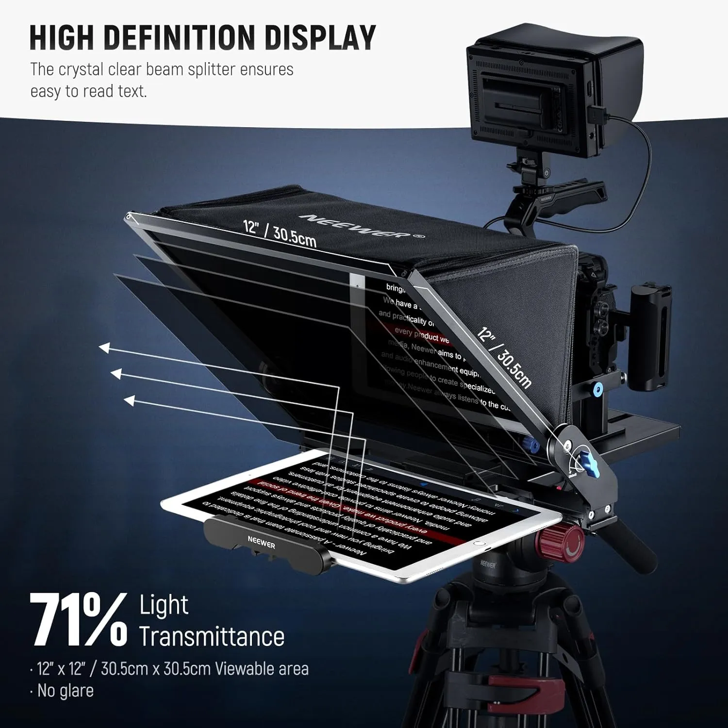 NEEWER Teleprompter X17 II with RT113 Remote/APP Control, 17" HD Beamsplitter All Metal Frame Upgraded Camera Mount QR Plate Compatible with Manfrotto 501PL iPad iPhone, Max Load 44.1Ib, Assembly Free