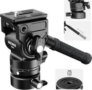 NEEWER Tripod Fluid Head with  /-7° Leveling Base (φ48mm), Metal Mini Pan Tilt Video Head Mount with Arca Type QR Plate, Telescopic Handle for Compact Video Camera DSLR Camera, Max Load 11lb/5kg, GM35