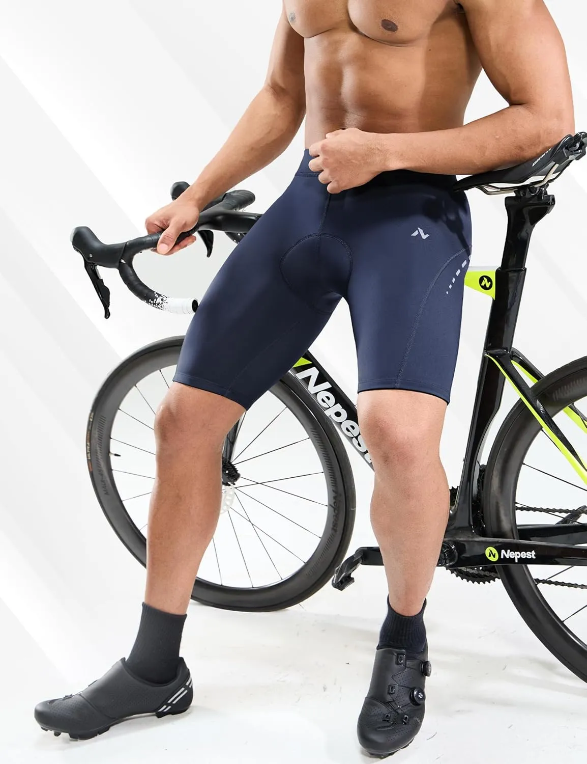 Nepest Men's Bike Shorts 4D Padded Cycling Road Biking Riding Biker Bicycle Mountain Cycle Shorts Zipper Pockets
