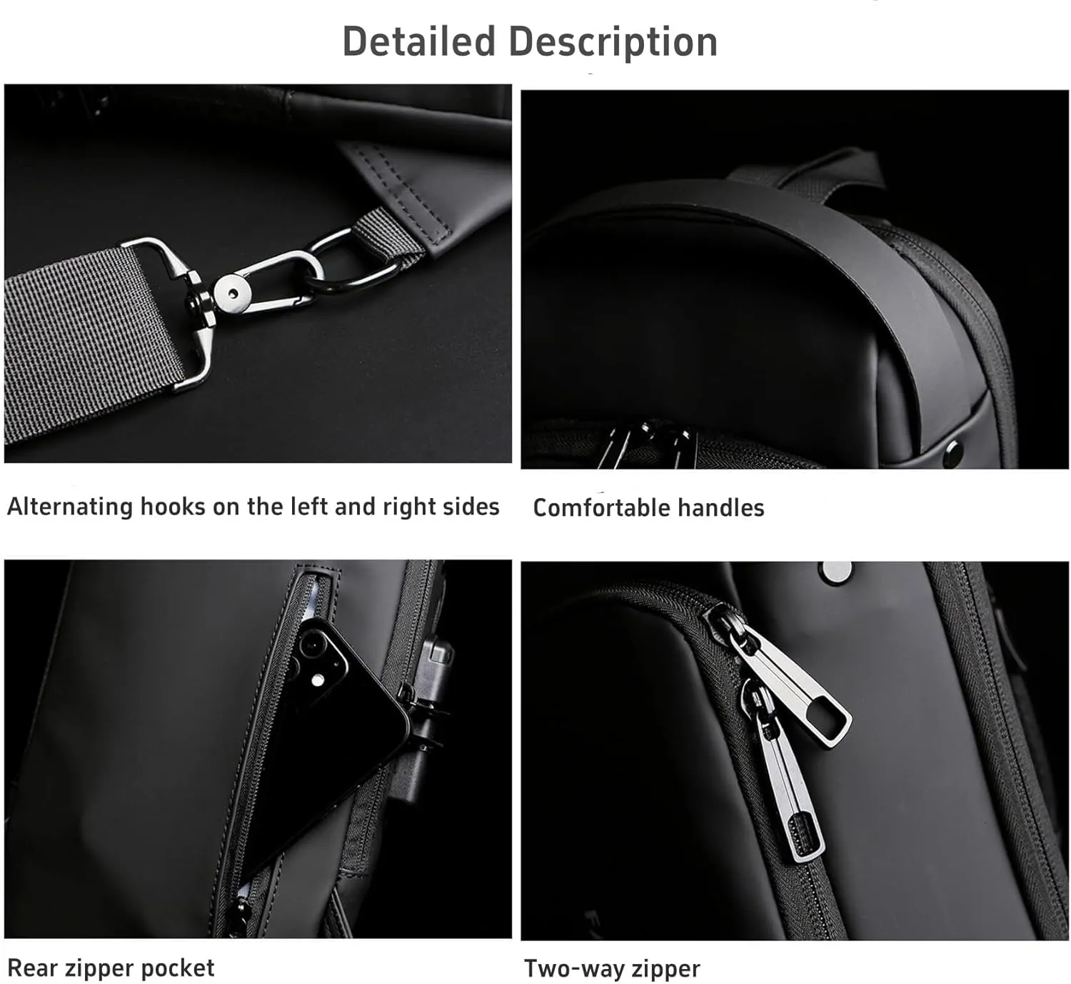 New Carbon Fiber Streamline Anti-Theft Sling Bag, USB Charging Waterproof Shoulder Backpacks, Sport Crossbody Bag (black gold)