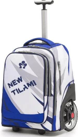 NEW TILAMI 20" Rolling Backpack for Teens Adults, Climbing Stairs Waterproof Backpack with Wheels for School Business Trave Camping with Laptop Compartment, Fit 17 Inch Laptop, Blue White
