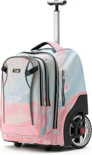 NEW TILAMI 20" Rolling Backpack for Teens Adults, Climbing Stairs Waterproof Backpack with Wheels for School Business Trave Camping with Laptop Compartment, Fit 17 Inch Laptop, Pink
