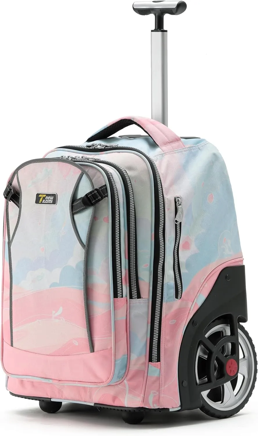 NEW TILAMI 20" Rolling Backpack for Teens Adults, Climbing Stairs Waterproof Backpack with Wheels for School Business Trave Camping with Laptop Compartment, Fit 17 Inch Laptop, Pink