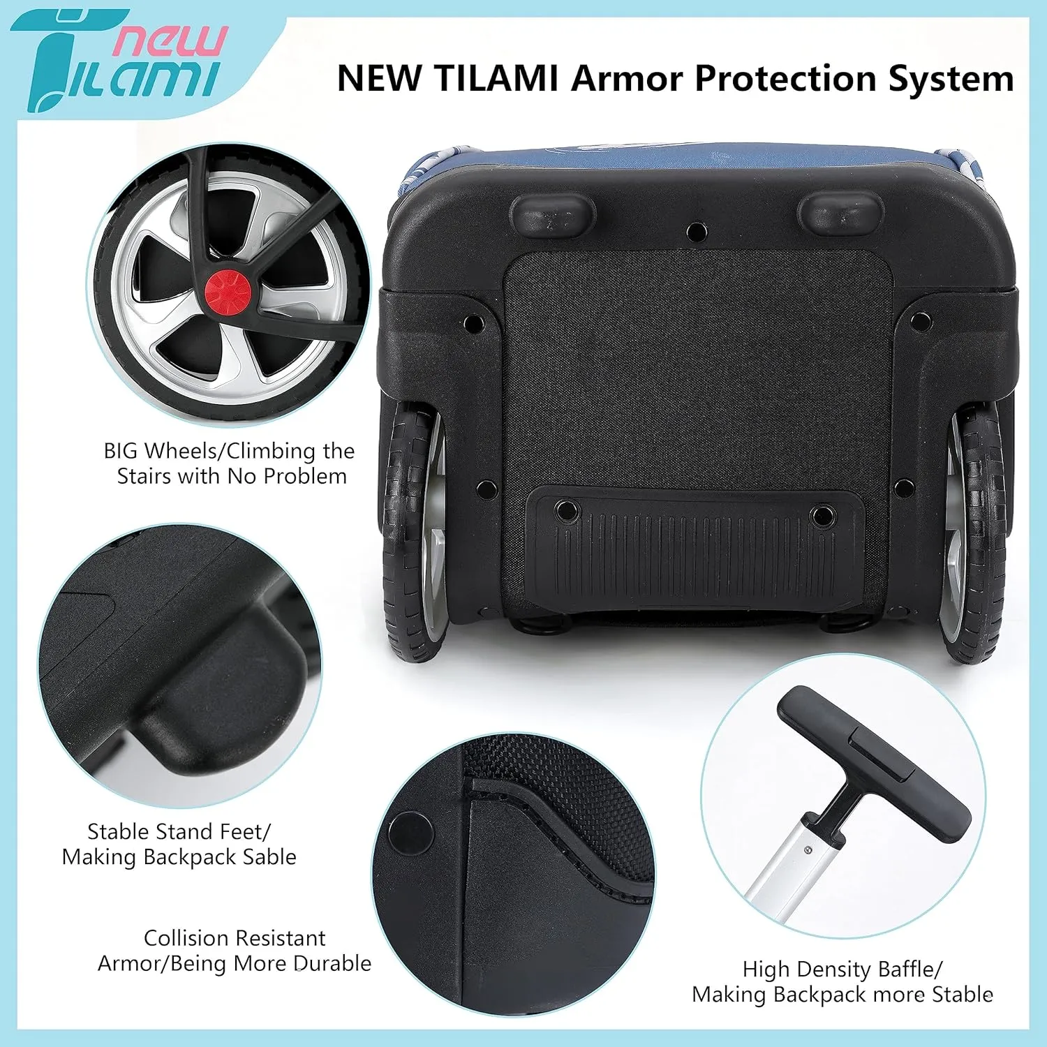NEW TILAMI Rolling Backpack 19 inch with Lunch Bag Teens Cute Wheeled Computer Laptop Backpack Bookbag Roller Travel Bag College, Street Basketball