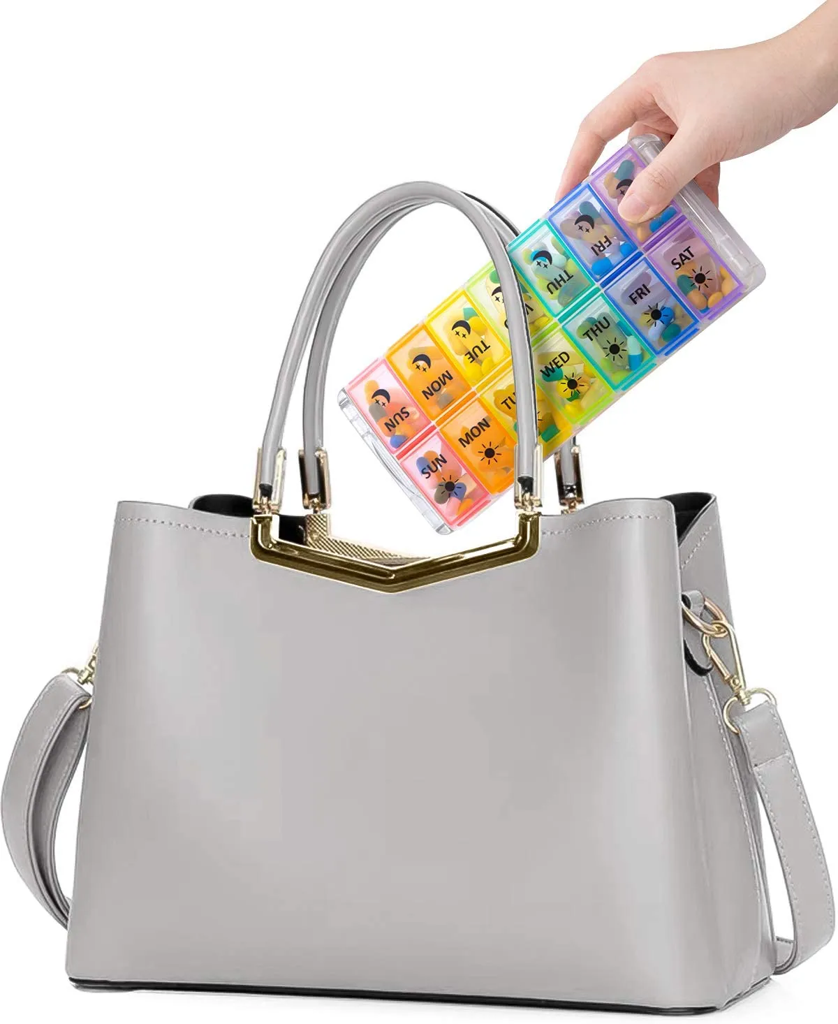 New Weekly Pill Organizer 2 Times a Day Extra Large 7 Day Easy Fill 2020 Upgrade Version Fullicon AM PM Pill Box XL Large Daily Pill Cases Medicine Box - Rainbow! Retails $40 