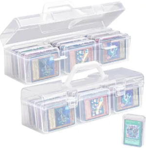 NiHome Plastic 2 Trading Card Storage Boxs with 18 Card Boxs, Cards Storage Case Holds 1300  Compatible for Sports Pokemon MTG Yugioh TCG,Easy-Carry Handle for Collectors & Gamers (Cards Not Included)