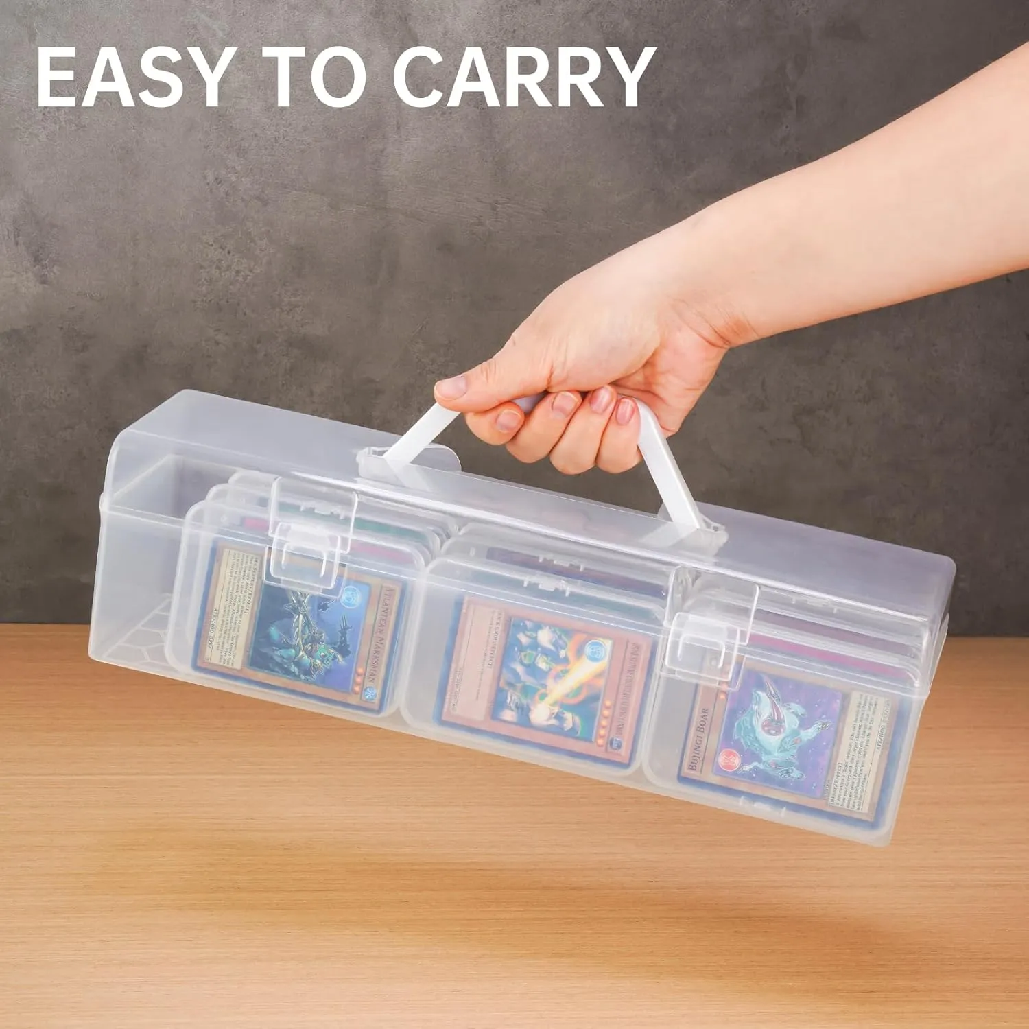 NiHome Plastic 2 Trading Card Storage Boxs with 18 Card Boxs, Cards Storage Case Holds 1300  Compatible for Sports Pokemon MTG Yugioh TCG,Easy-Carry Handle for Collectors & Gamers (Cards Not Included)