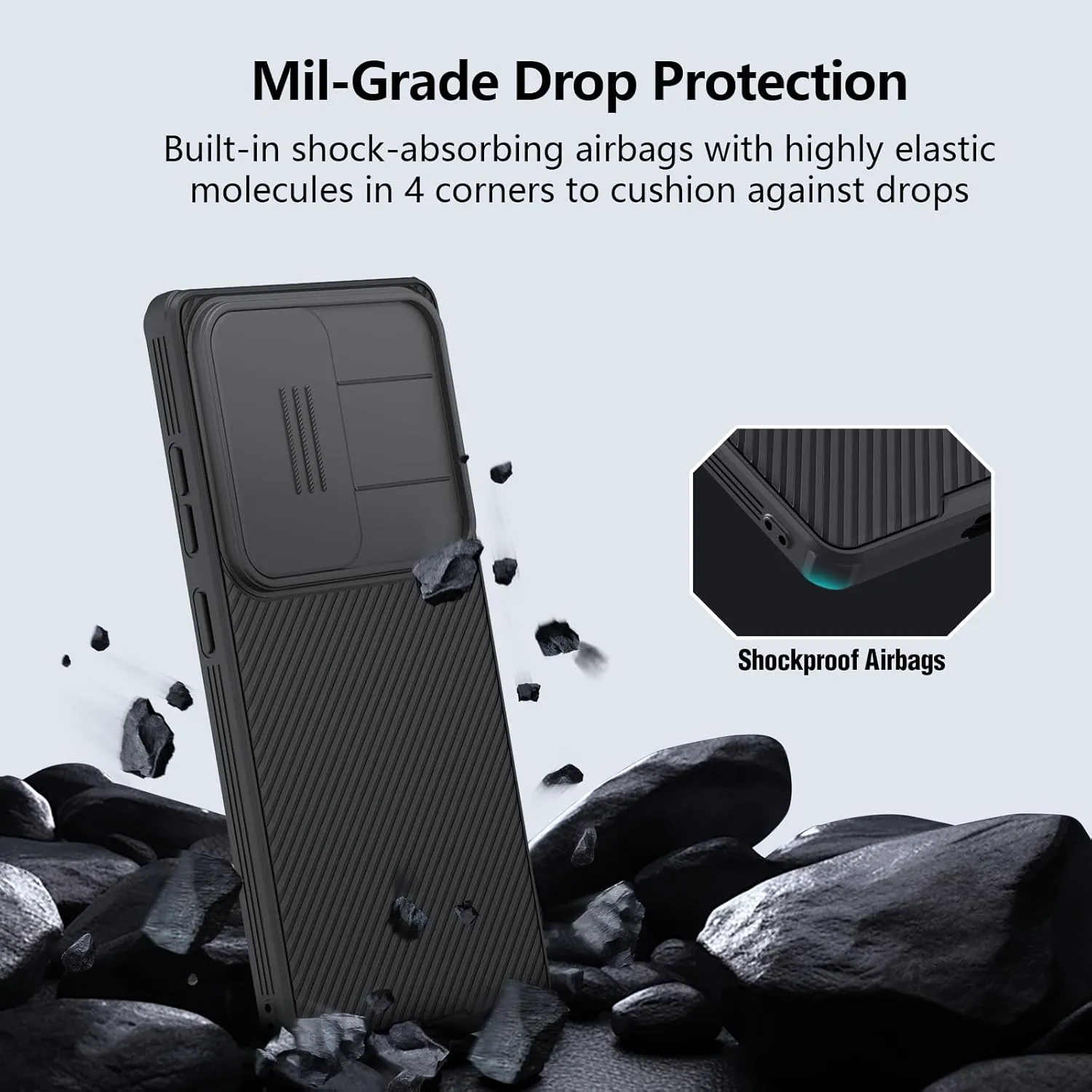 Nillkin for Samsung Galaxy S25 Ultra Case Magsafe with Camera Cover, Thin Slim Fit & Military Drop Protection & Lanyard Design & Non-Slip Magnetic Phone Case for Samsung S25 Ultra 5G 6.9 Inch, Black