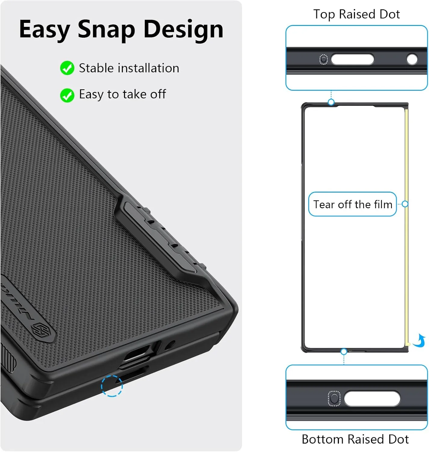 Nillkin for Samsung Galaxy Z Fold 6 Case with S Pen Holder, [Compatible with MagSafe][Hinge Protection] HD Screen Protector Slim Protective Phone Case - Black