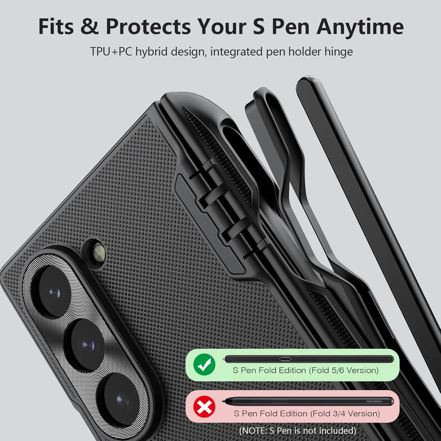 Nillkin for Samsung Galaxy Z Fold 6 Case with S Pen Holder, [Compatible with MagSafe][Hinge Protection] HD Screen Protector Slim Protective Phone Case - Black
