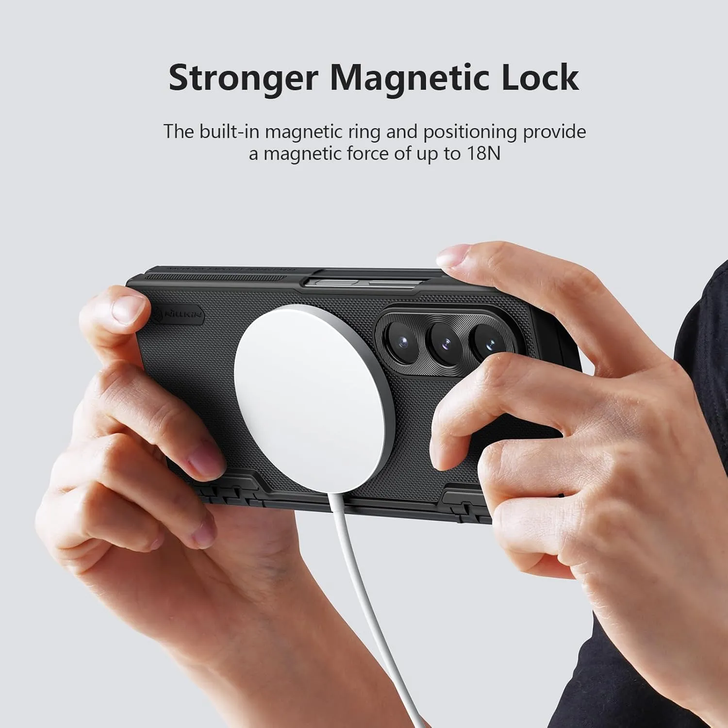 Nillkin for Samsung Galaxy Z Fold 6 Magnetic Case with Screen Protector, [Compatible with MagSafe][Hinge Protection] Frosted Texture Slim Fit Protective Phone Case for Galaxy Z Fold 6 Case Black