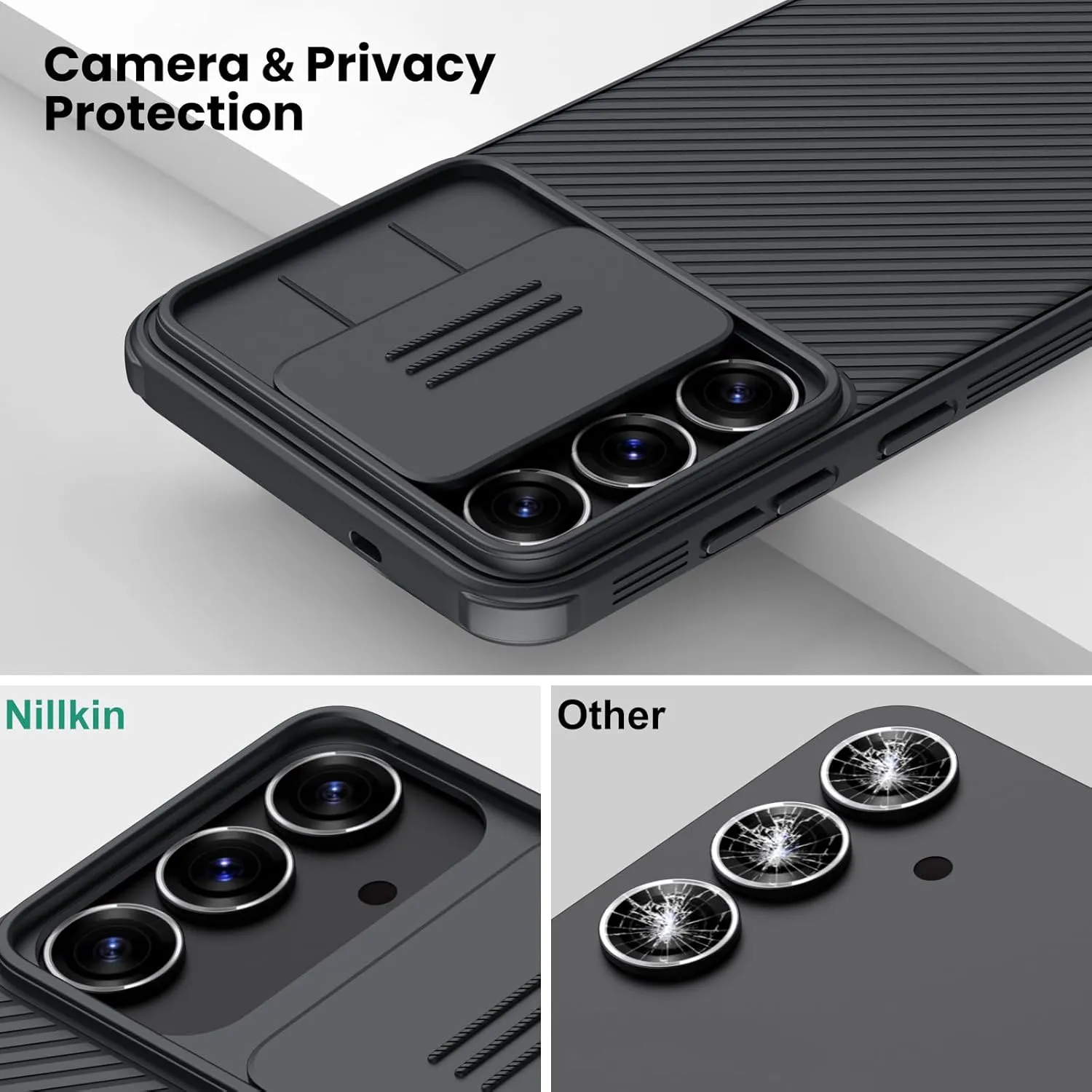 Nillkin Galaxy S25 Plus Case, CamShield Pro for Samsung Galaxy S25  Plus 5G Case with Slide Camera Cover Slim Phone Case 2025 6.81'' (Black)
