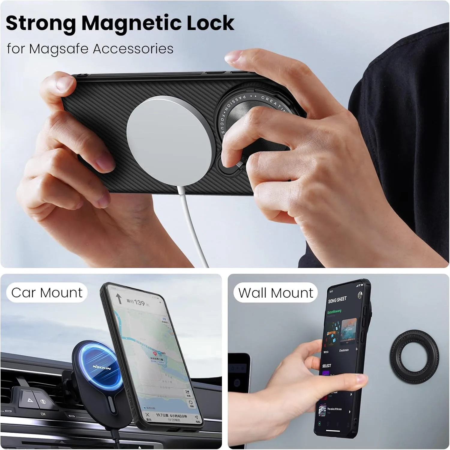 Nillkin Magnetic for OnePlus 13 Case, Compatible with MagSafe, Thin Slim Fit Case with Upgrade Camera Cover and Kickstand, Camshield Prop Case for OnePlus 13, Black