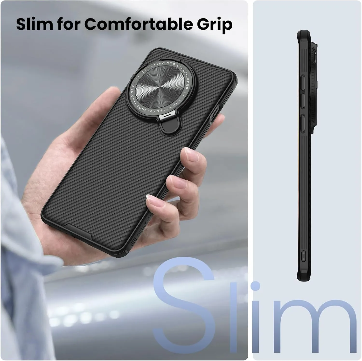 Nillkin Magnetic for OnePlus 13 Case, Compatible with MagSafe, Thin Slim Fit Case with Upgrade Camera Cover and Kickstand, Camshield Prop Case for OnePlus 13, Black