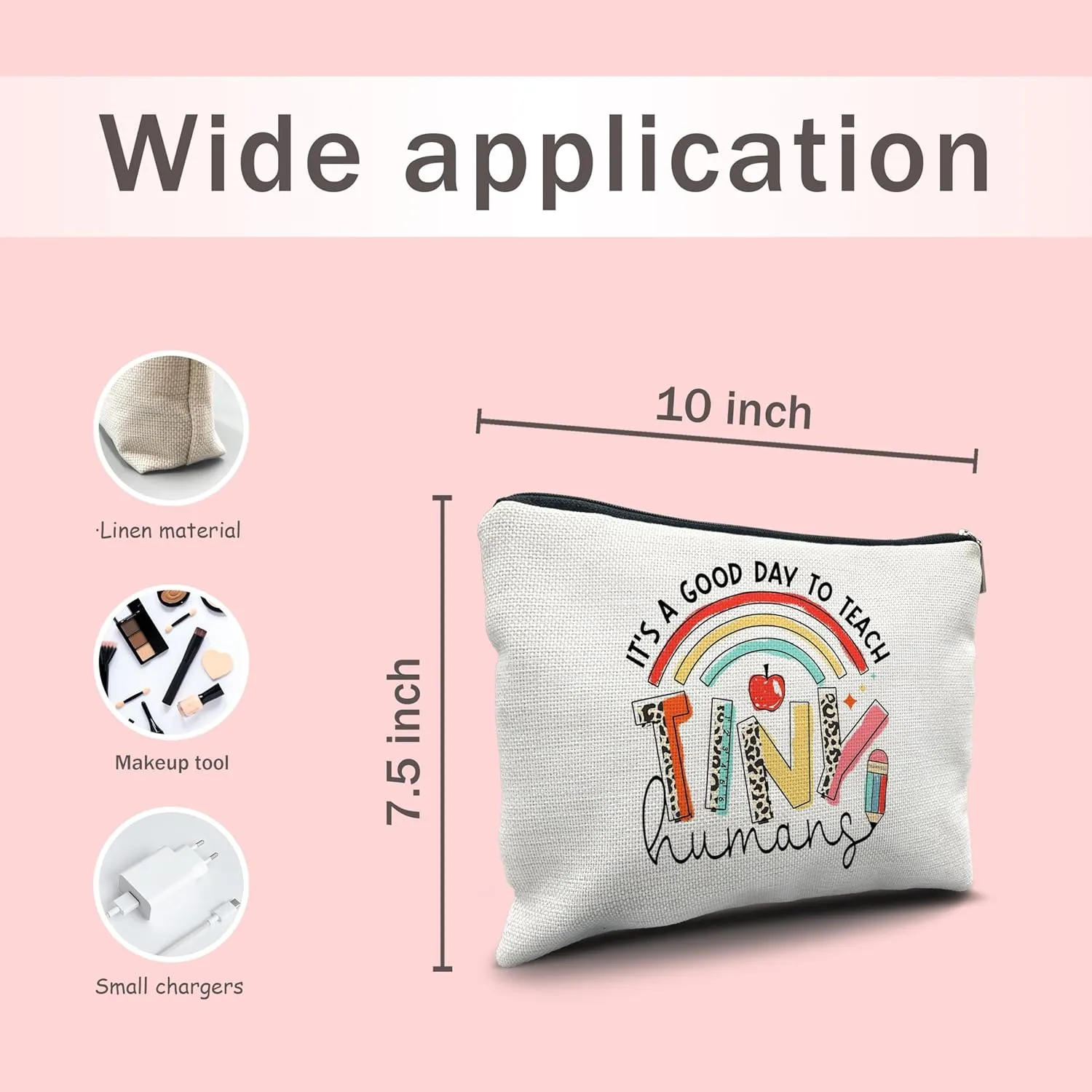 Nogrit Teacher Appreciation Gifts Makeup Cosmetic Bag,It's a Good Day to Teach Tiny Humans Teacher Leopard Makeup Travel Toiletry Bag,Back to School Gifts for Teachers Gifts for teacher pencil pouch
