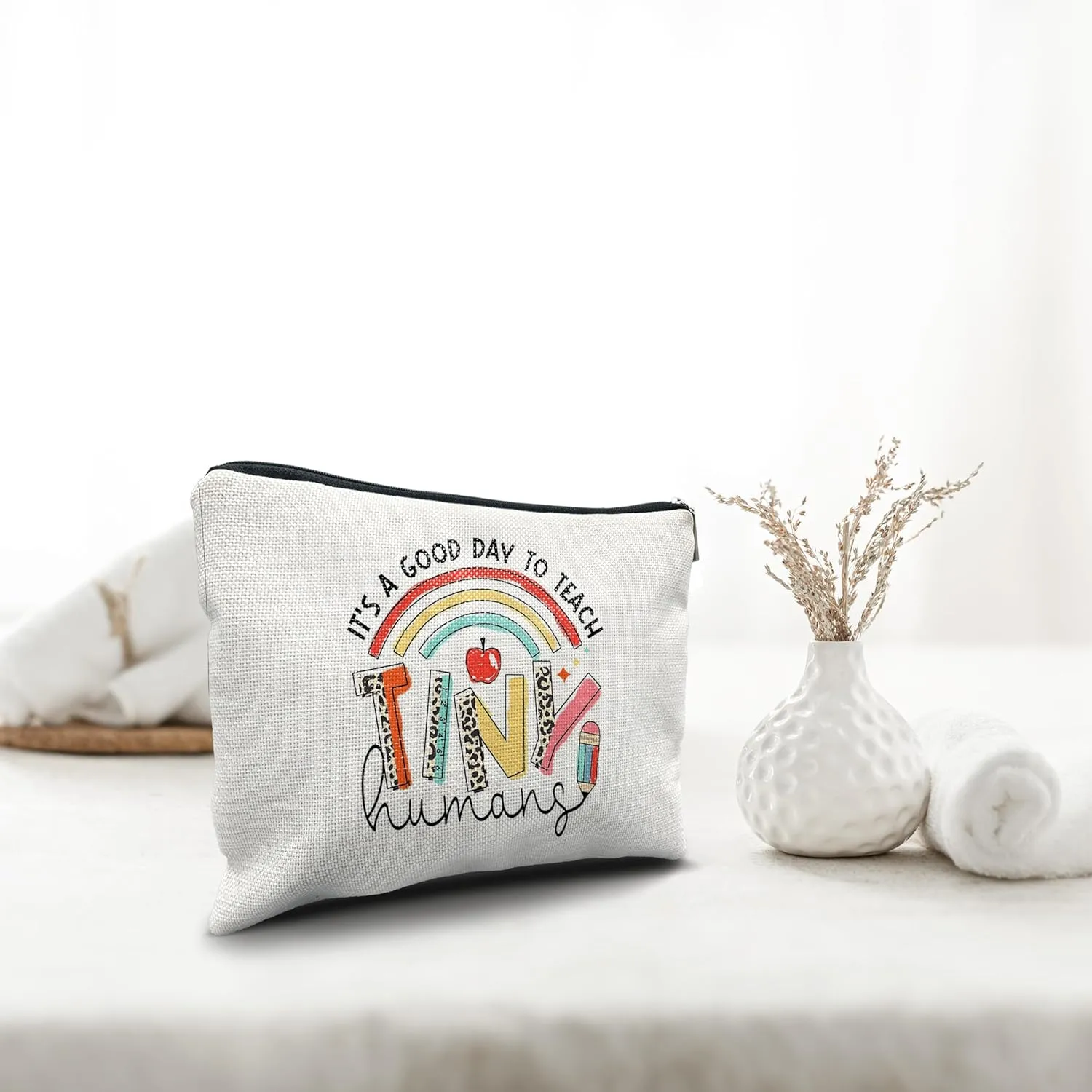 Nogrit Teacher Appreciation Gifts Makeup Cosmetic Bag,It's a Good Day to Teach Tiny Humans Teacher Leopard Makeup Travel Toiletry Bag,Back to School Gifts for Teachers Gifts for teacher pencil pouch