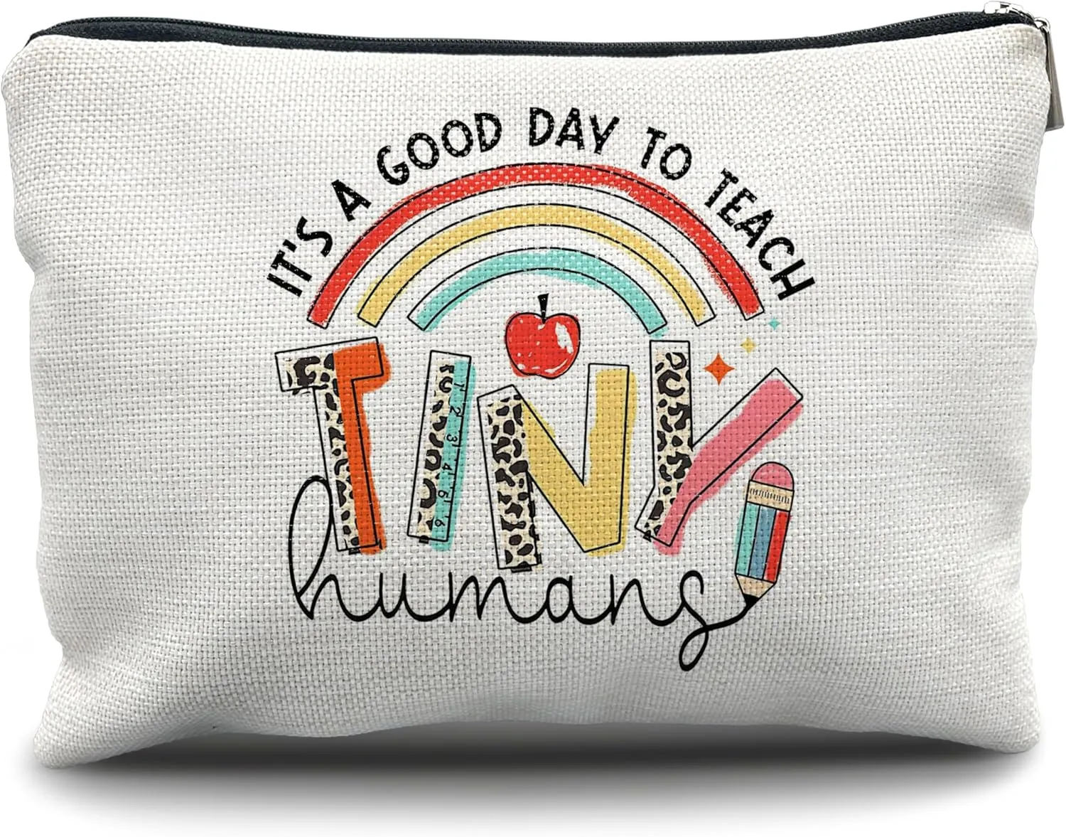 Nogrit Teacher Appreciation Gifts Makeup Cosmetic Bag,It's a Good Day to Teach Tiny Humans Teacher Leopard Makeup Travel Toiletry Bag,Back to School Gifts for Teachers Gifts for teacher pencil pouch