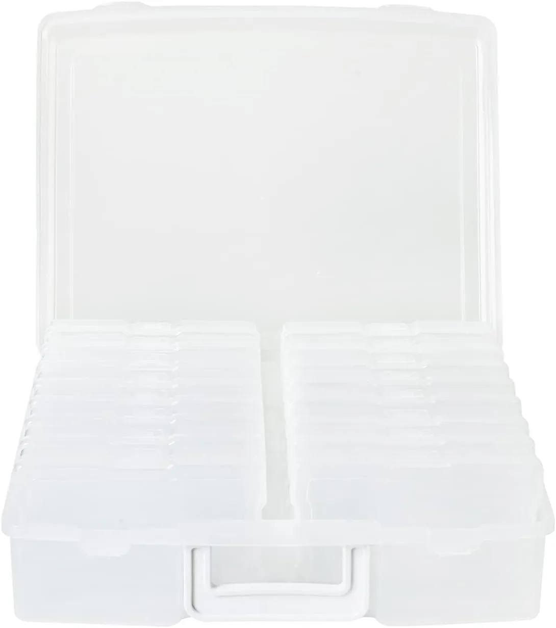 novelinks Transparent 4" x 6" Photo Cases and Clear Craft Keeper with Handle - 16 Inner Cases Plastic Storage Container Box (Clear)