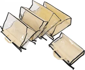 NUOBESTY 5PCS Clear Handbag Organizers Transparent Zipper Storage Bags for Closet Wall and Travel Durable Purse Storage for Easy Access and Organization