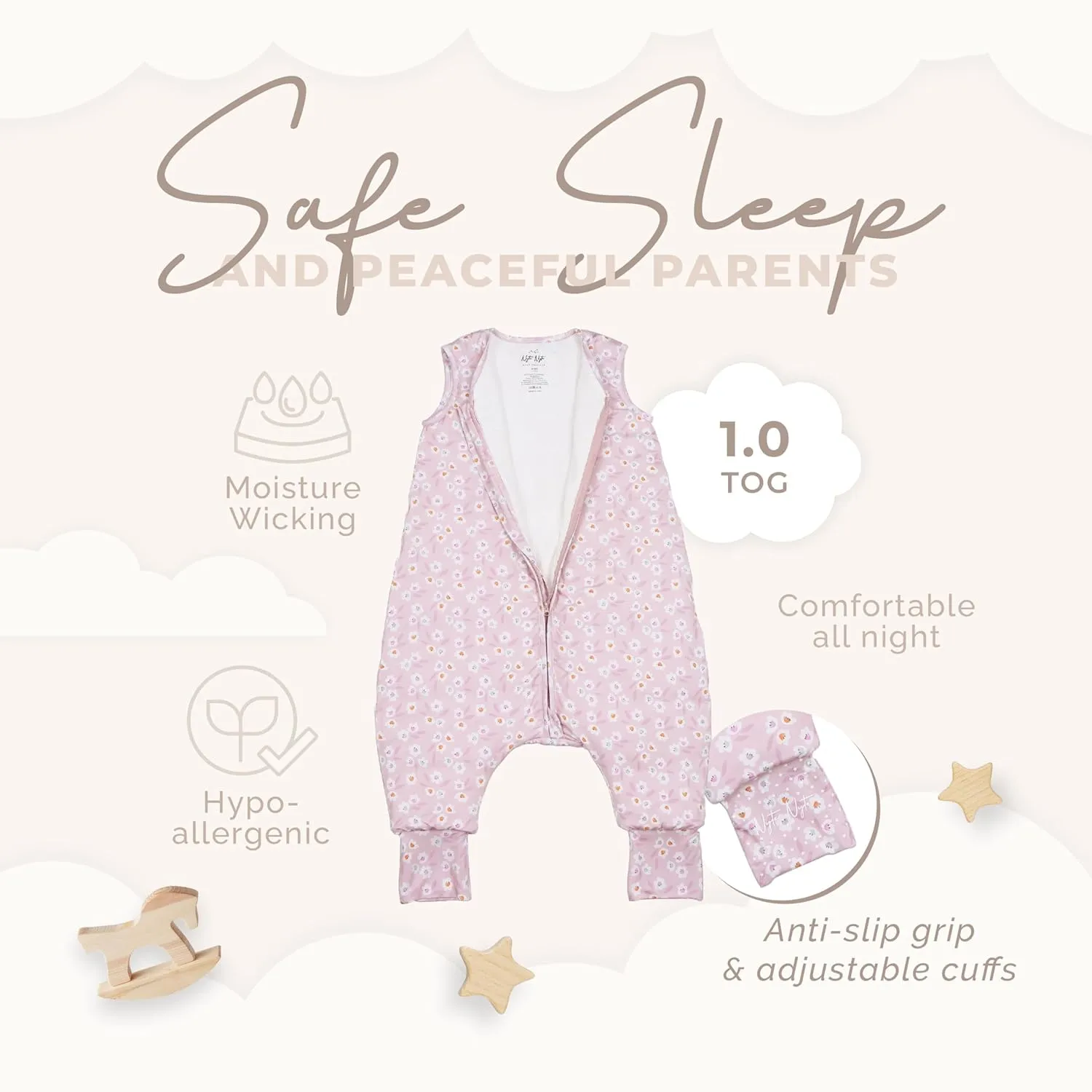 Nyte Nyte Baby - 1.-TOG Sleeveless Sleep Sack, Soft Baby & Toddler Sleeping Sack