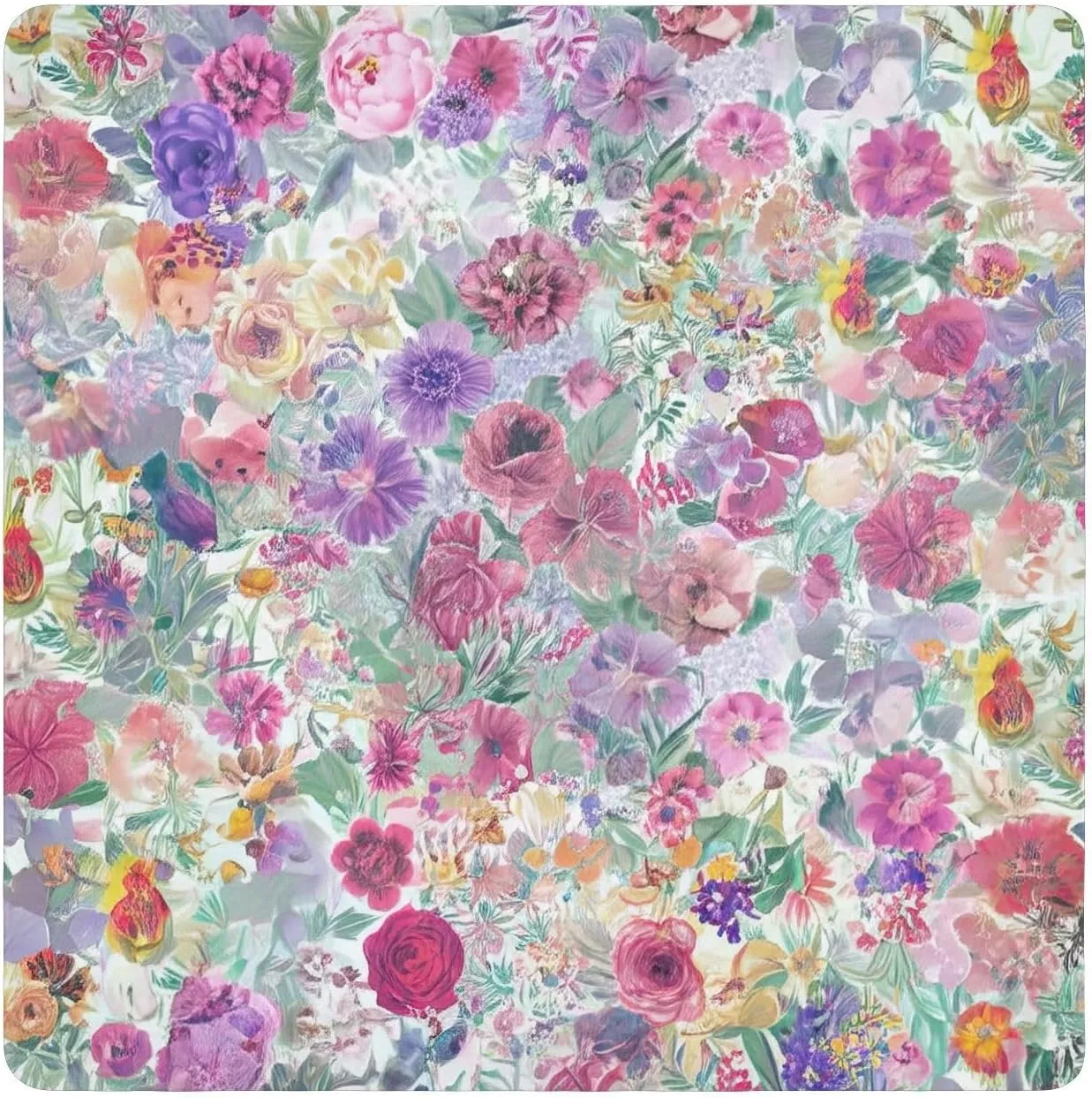 ODAWA Boho Floral Self Adhesive Cloth 21.7X21.7 Inch Cosmetic Bag Magic Cloth Portable Cosmetic Bag for Travelling