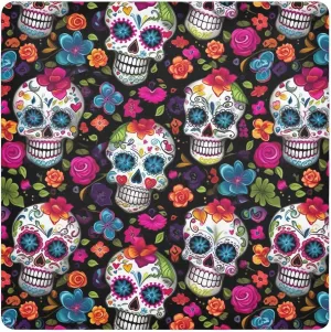 ODAWA Self-adhesive Cloth 21.7"x21.7" Colorful Skulls Flowers Anti-scratch Lens Camera Wrap Wrap Protection for Camera and Lens