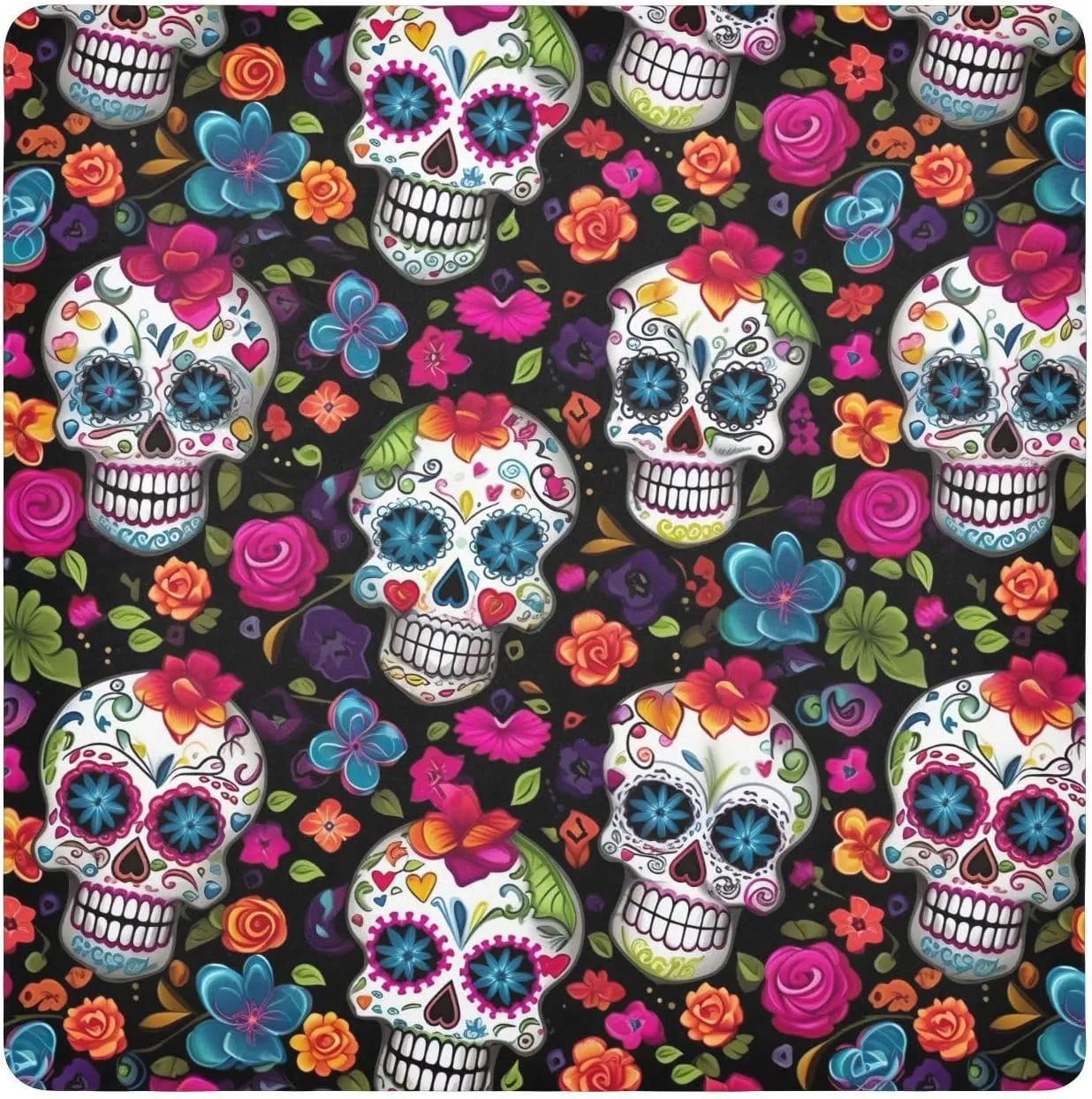 ODAWA Self-adhesive Cloth 21.7"x21.7" Colorful Skulls Flowers Anti-scratch Lens Camera Wrap Wrap Protection for Camera and Lens