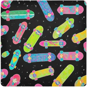 ODAWA Self-adhesive Magic Cloth 21.7 In, Colorful Skateboards Black Travel Makeup Bag Organizer, Easy-Storage Magic Cloths for Camera
