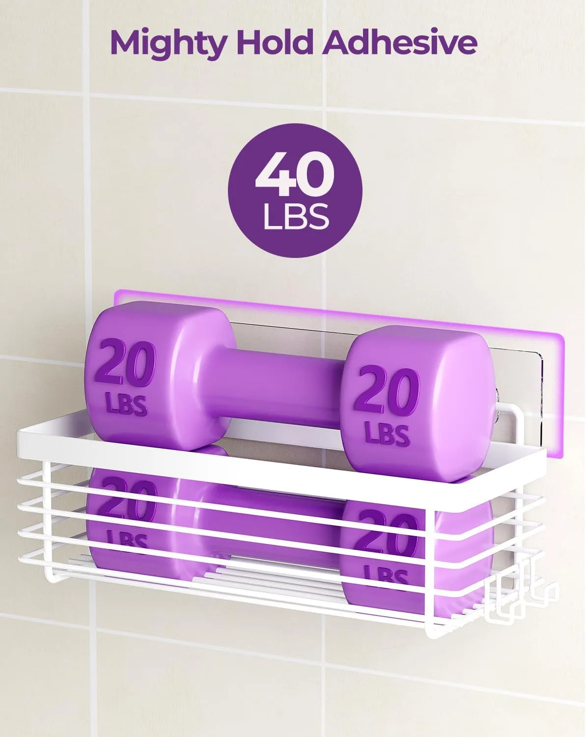 ODesign Shower Caddy 3 Pack-Shower Bathroom Shelves Rack,Rustproof Wall Mounted SUS304 Stainless Steel-No Drilling,Adhesive Shower Shelf Basket Organizer-White