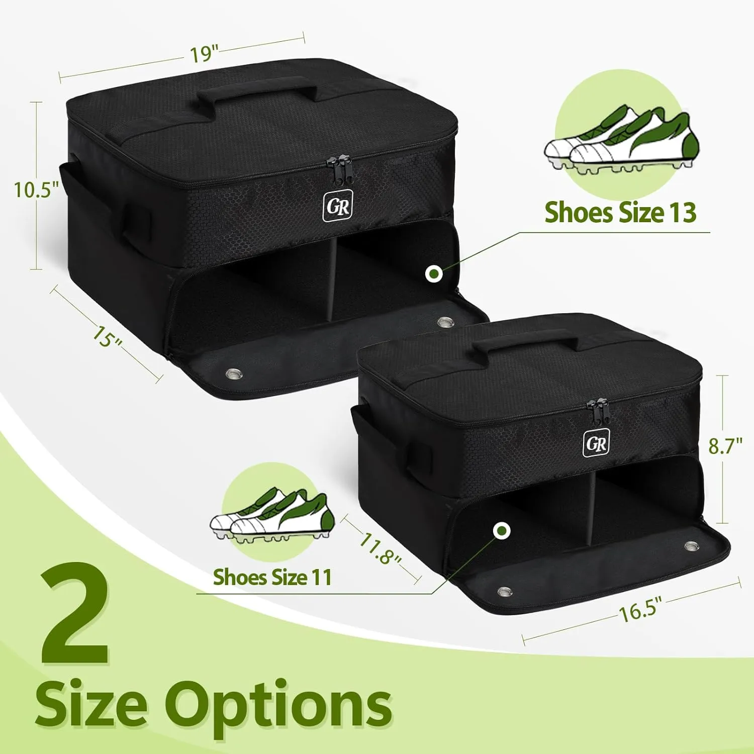 Odor-Absorbing 2-Layer Large Golf Trunk Organizer with Activated Carbon Fabric - Water-Resistant Golf Shoe Bag for Shoes Balls Tees Clothes Gloves Golf Accessories, Fathers Day Dad Gifts for Men
