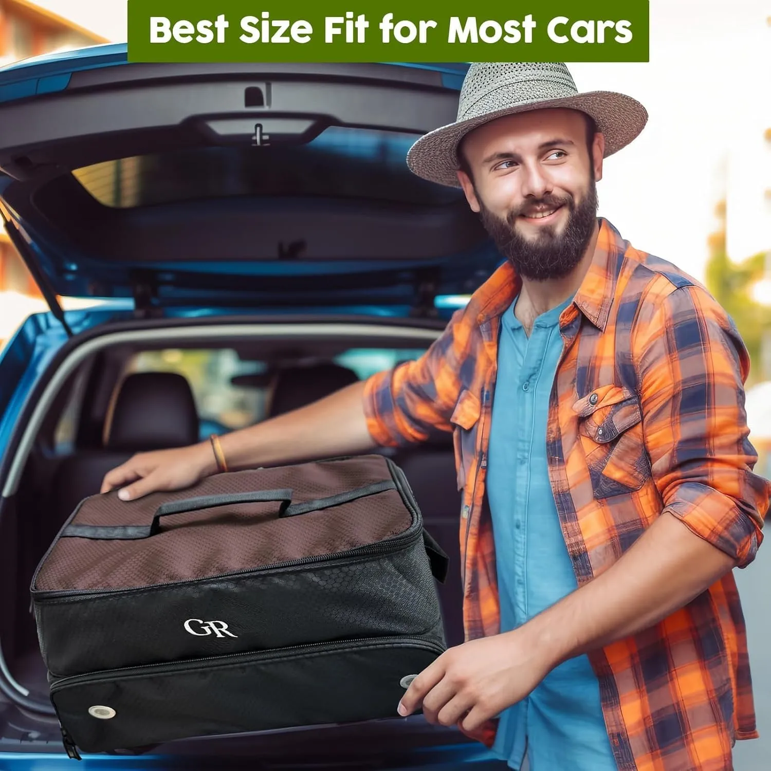 Odor-Absorbing 2-Layer Large Golf Trunk Organizer with Activated Carbon Fabric - Water-Resistant Golf Shoe Bag for Shoes Balls Tees Clothes Gloves Golf Accessories, Fathers Day Dad Gifts for Men